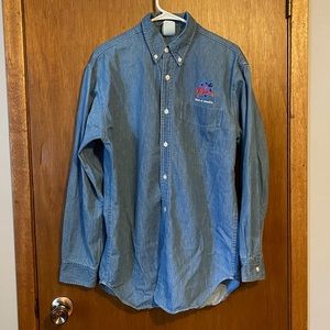 Vintage Planet Hollywood Unisex Retro Classic Button Down Denim Shirt Sz Medium